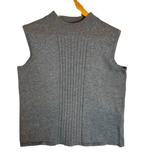 Southern Lady Cable knit Sweater Vest Womens Small Gray Mock Neck Sleeveless Top